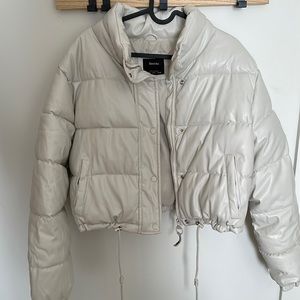 Bershka faux leather puffer jacket